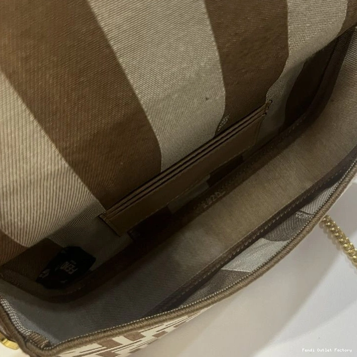 Cheap HOT Fendi Bag Baguette FF Mini Fabric Motif Coffee In 0807